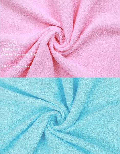 Betz 10 Piece Face Cloth Set PALERMO 100% Cotton 10 Face Cloths Size: 30 x 30 cm Colour: rose & turquoise