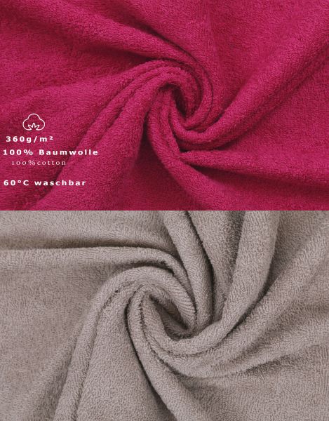 Betz 10 Lavette salvietta asciugamano per il bidet Palermo 100 % cotone misure 30 x 30 cm rosso cranberry - grigio pietra