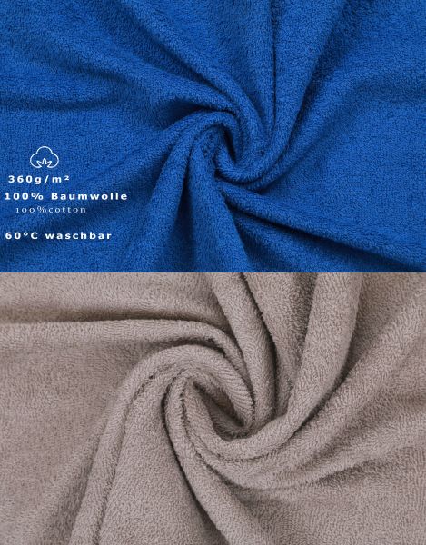 Betz 10 Piece Face Cloth Set PALERMO 100% Cotton 10 Face Cloths Size  30 x 30 cm blue - stone grey