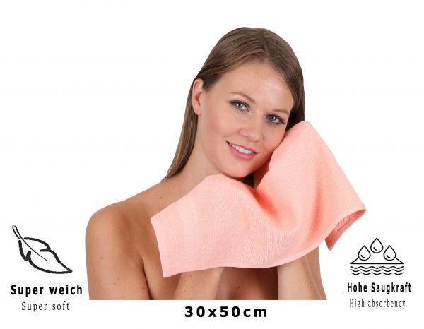 Betz Lot de 20 serviettes d'invité PALERMO 100% coton taille 30x50 cm couleur abricot