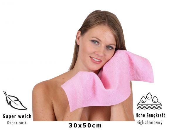 Betz paquete de 20 toallas de tocador PALERMO tamaño 30x50cm 100% algodón color rosa