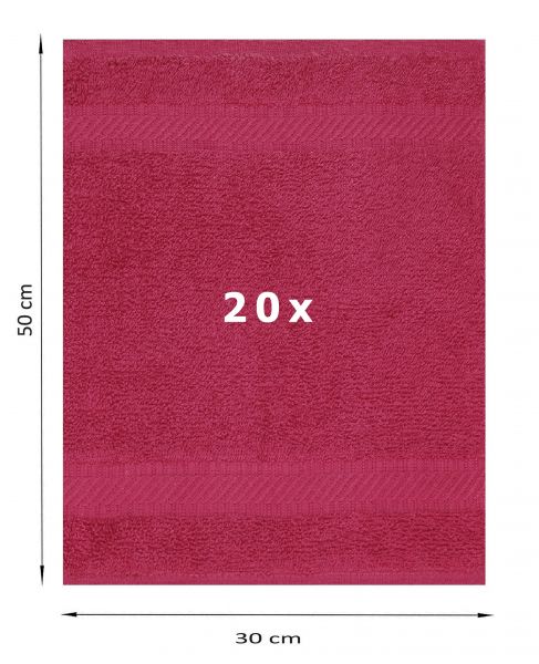 Betz 20 Stück Gästehandtücher PALERMO 100%Baumwolle Größe 30x50 cm Farbe cranberry