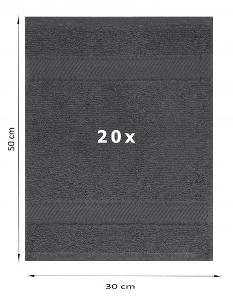 Betz paquete de 20 toallas de tocador PALERMO tamaño 30x50cm 100% algodón color antracita