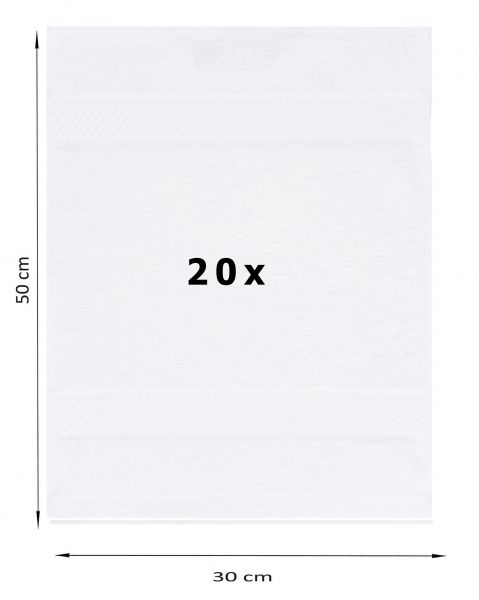 Betz Lot de 20 serviettes d'invité PALERMO 100% coton taille 30x50 cm couleur blanc