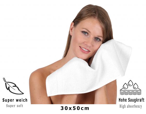 12 Piece Set Guest Towels Colour: white Size: 30 x 50 cm Palermo Quality: 380 g/m² by Betz