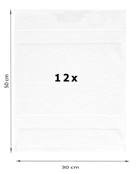 Betz Lot de 12 Serviettes d'invité Taille 30x50 cm 100% Coton Palermo Couleur Blanc