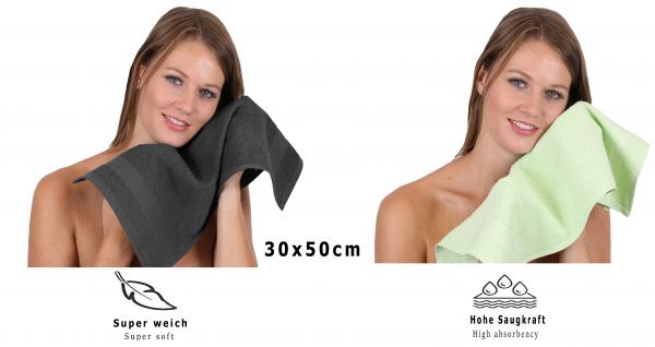 Betz paquete de 12 piezas de toalla de tocador PALERMO tamaño 30x50cm 100% algodón de color antracita y verde