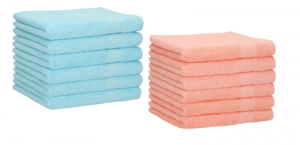 Betz 12 asciugamani per ospiti Palermo 100 % cotone misure 30 x 50 cm colore turchese e albicocca