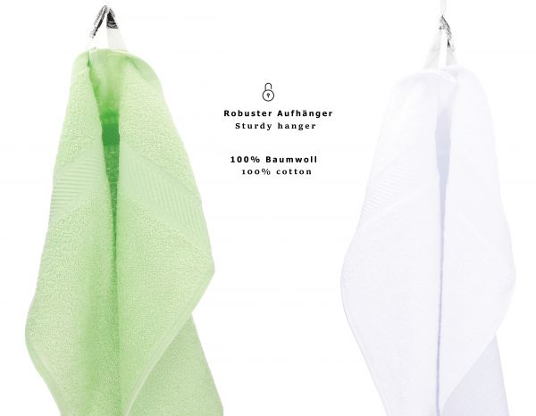Betz 12 asciugamani per ospiti Palermo 100 % cotone misure 30 x 50 cm colore bianco e verde