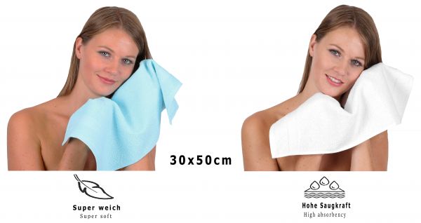 Betz 12 asciugamani per ospiti Palermo 100 % cotone misure 30 x 50 cm colore bianco e turchese