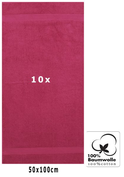 Betz Set di 10 Asciugamani Palermo 100% Cotone 50x100 cm  colore rosso cranberry