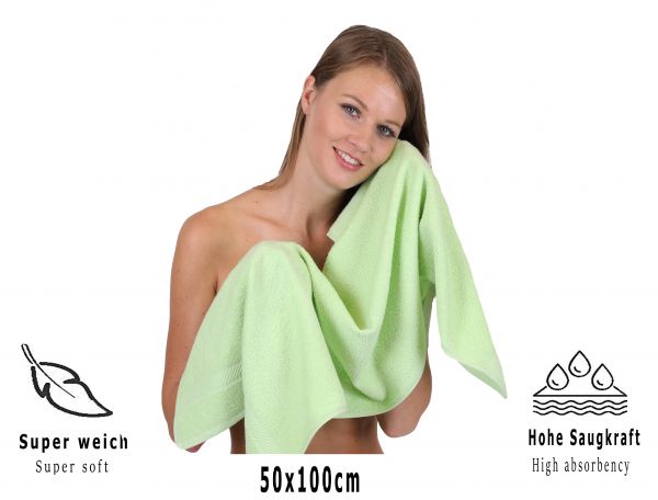 Betz Lot de 10 serviettes de toilette Palermo taille 50x100 cm 100% coton couleur vert