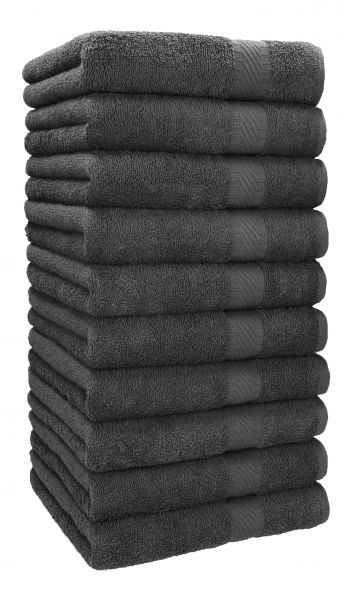 Betz Lot de 10 serviettes de toilette Palermo taille 50x100 cm 100% coton couleur anthracite