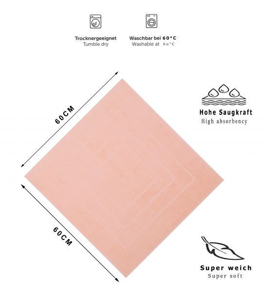Betz 10 piezas Alfombrilla Alfombra de baño PALERMO 100% algodón calidad 680 g/m² tamaño 60x60cm colore albaricoque