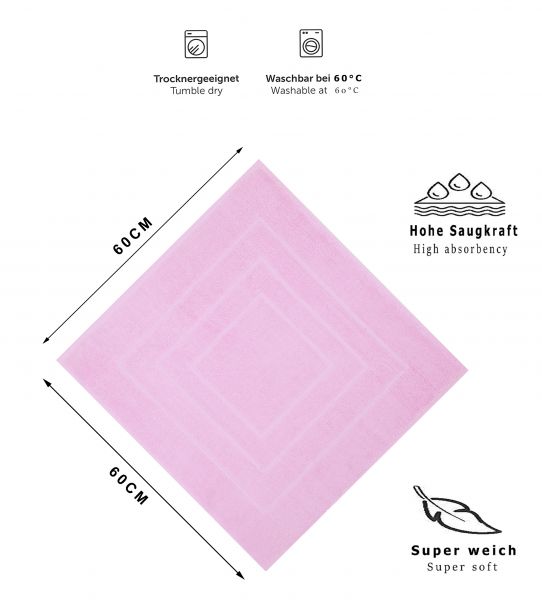 Betz 10 Pieces Bath Shower Mats Rugs PALERMO size: 60 x 60 cm  Quality: 680 g/m² colour rose