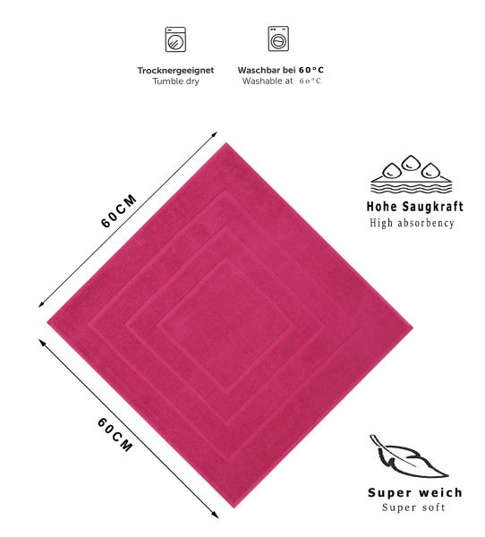 Betz PALERMO 10x Badvorleger – Badematte – Badteppich - Duschvorlage – 60 x 60 cm – Cranberry