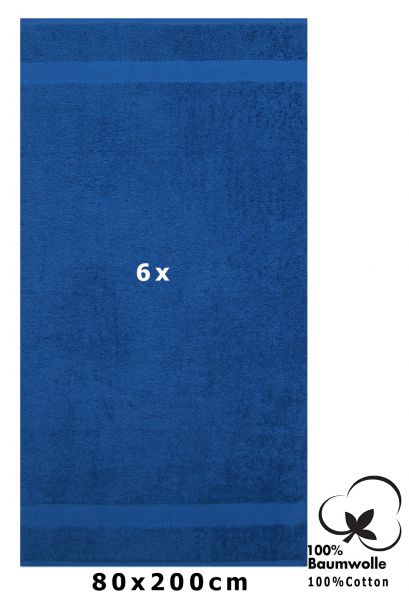 Betz 6 Stück Saunatücher PALERMO Größe 80 cm x 200 cm 100% Baumwolle Saunatuch-Set Farbe blau