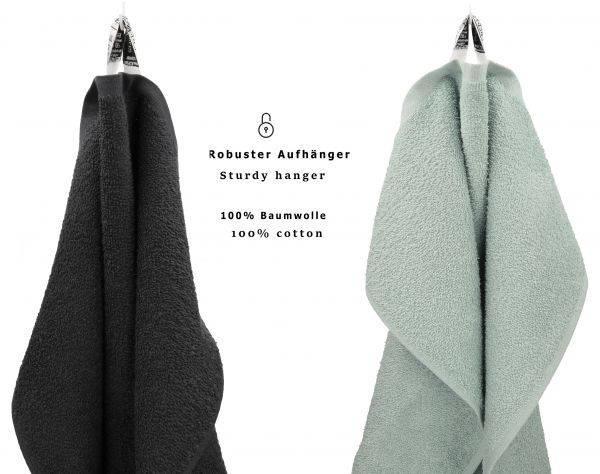 Betz BERLIN Juego de toallas 12 piezas 100% algodón color jade - grafito