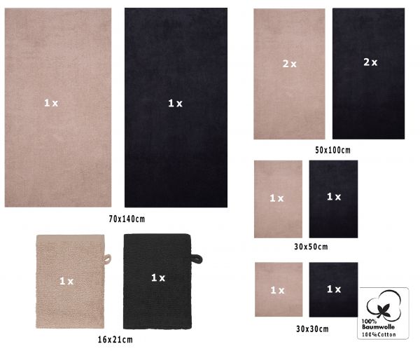 3-tlg. Sauna Handtuchset "Premium" - schwarz Qualität 470 g/m², 1 Saunatuch 70 x 200 cm, 2 Handtücher 50 x 100 cm von Betz - Kopie - Kopie - Kopie - Kopie - Kopie - Kopie