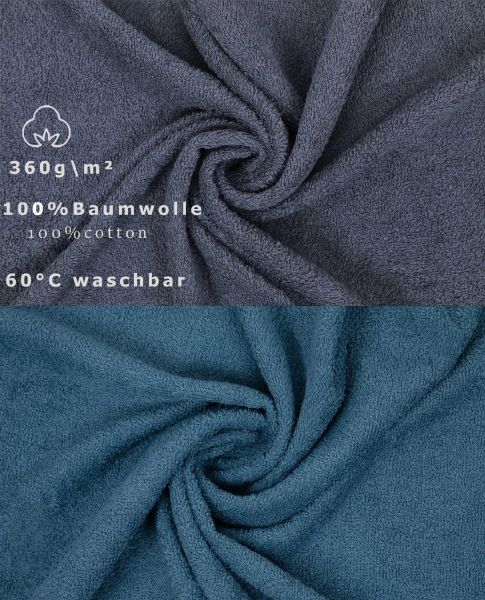 Betz 12 pezzi  set di ascuigamani BERLIN 100% cotone colore grigio scuro - blu colomba