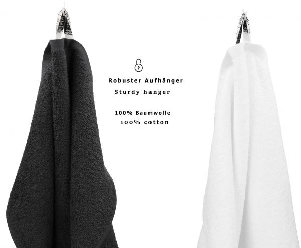 Betz BERLIN Frottier Handtuch-Set 12er - 2x Duschtücher - 4x Handtücher - 2x Gästetücher - 2x Seiftücher - 2x Waschhandschuhe –  Farbe graphit - weiß
