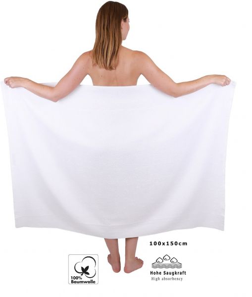 Betz 2 Stück Maxi Duschtücher XXL Größe 100x150cm Badetuch Duschtuch BERLIN cappuccino-weiß