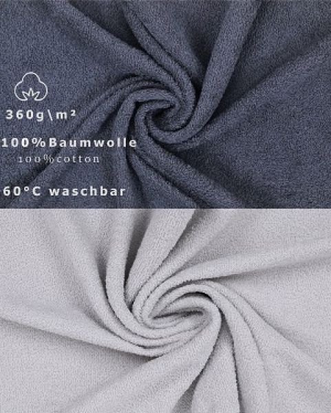 Betz 2 piezas Maxi Toallas de ducha  XXL Toalla de baño tamaño 100x150cm BERLIN gris plata-gris oscuro