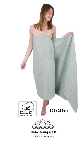 Betz 2 pieces XXL Bath Towels BERLIN 100% Cotton Size 100x200 cm  jade-cappuccino