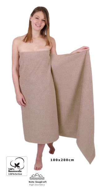 Betz  2 piezas toallas de baño XXL BERLIN 100% algodón 100x200 cm capuchino-lotus