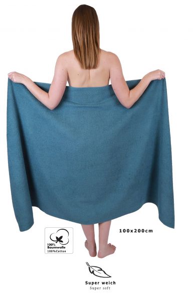 Betz  2 piezas toallas de baño XXL BERLIN 100% algodón 100x200 cm capuchino-azul paloma