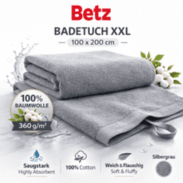XXL Badetuch - silbergrau - 100x200 cm