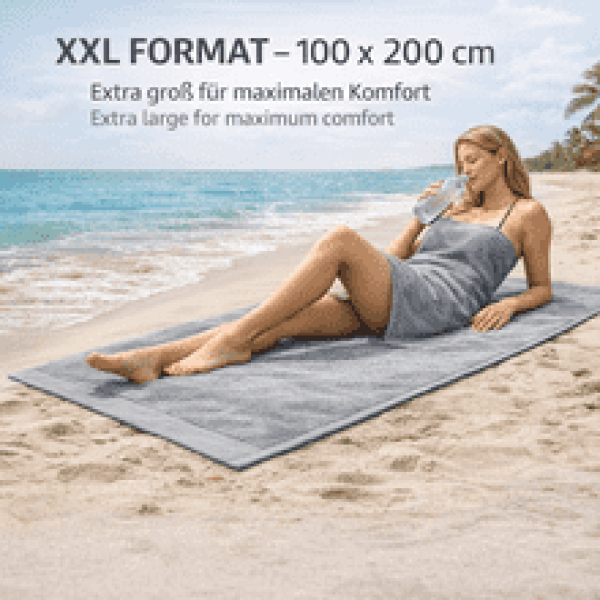 XXL Badetuch - silbergrau - 100x200 cm