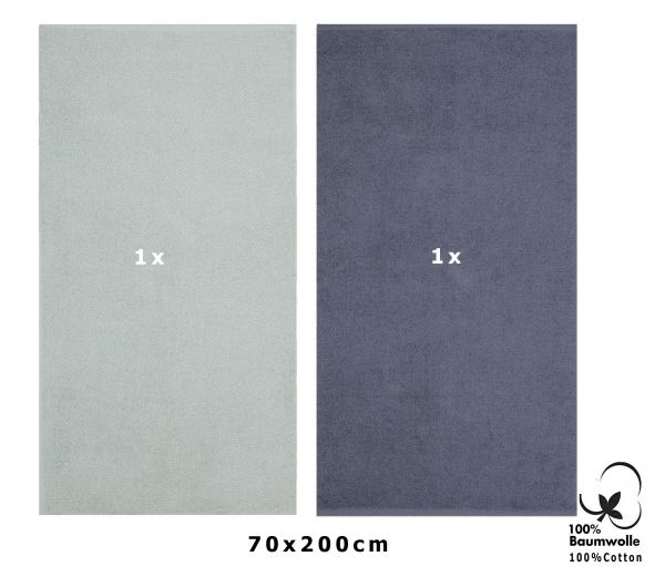 Betz 2 piezas Toallas de sauna XXL BERLIN 100% algodón 70x200 cm jade - gris oscuro