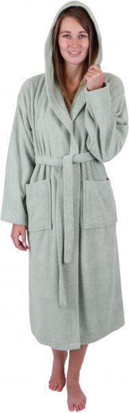 Betz 3 peignoirs d'intérieur en tissu éponge 100% coton avec capuche pour hommes et femmes peignoir de sauna peignoir de bain BERLIN couleur jade taille S/M