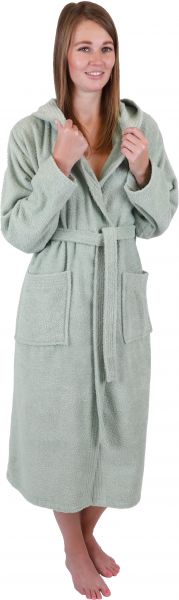 Betz Set of 3 Bathrobes with hood for men and women - sauna bathrobe 100% cotton - sauna dressing gown– BERLIN colour jade  Size L/XL