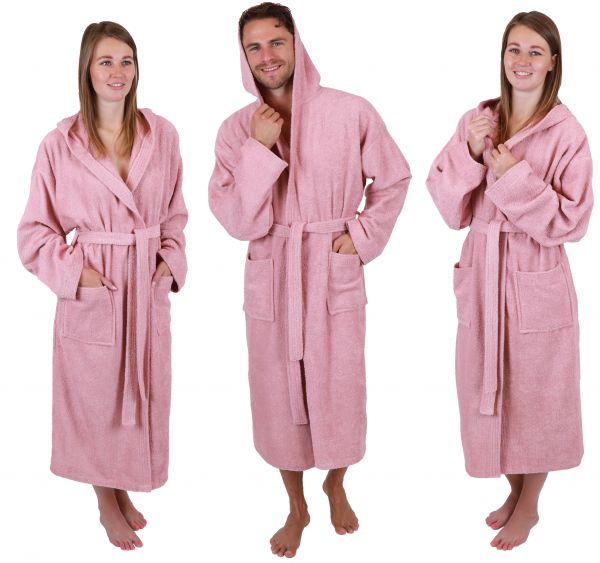 Betz 3 peignoirs d'intérieur en tissu éponge 100% coton avec capuche pour hommes et femmes peignoir de sauna peignoir de bain BERLIN couleur lotus taille L/XL