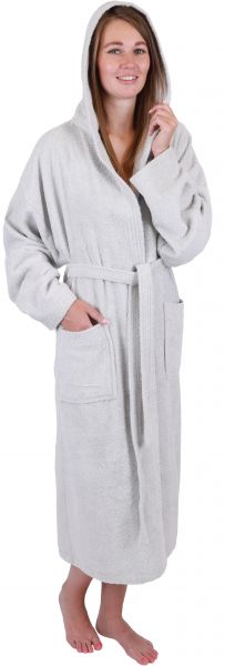 Betz 3 peignoirs d'intérieur en tissu éponge 100% coton avec capuche pour hommes et femmes peignoir de sauna peignoir de bain BERLIN couleur gris argenté taille S/M