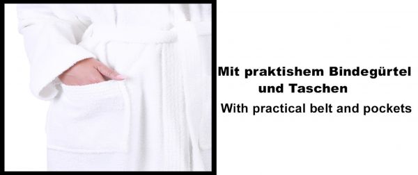 Betz Set of 3 Bathrobes with hood for men and women - sauna bathrobe 100% cotton - sauna dressing gown– BERLIN colour white Size S/M