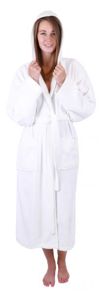 Betz 3 peignoirs d'intérieur en tissu éponge 100% coton avec capuche pour hommes et femmes peignoir de sauna peignoir de bain BERLIN couleur blanc taille S/M