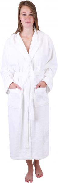 Betz 3 peignoirs d'intérieur en tissu éponge 100% coton avec capuche pour hommes et femmes peignoir de sauna peignoir de bain BERLIN couleur blanc taille L/XL