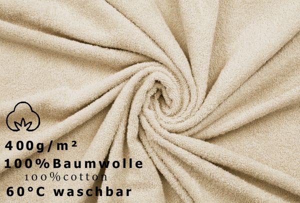 Betz Badetuch 3-tlg. Set groß XXL Größe 100 cm x 140 cm Badetücher Saunatuch DRESDEN 100% Baumwolle Farbe sand