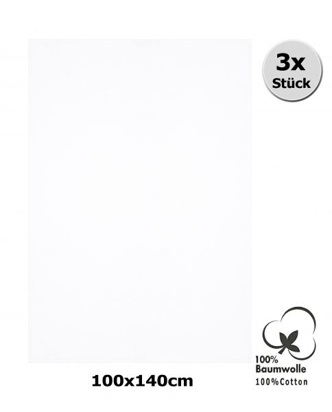 Betz Juego de 3 toallas de baño sauna XXL DRESDEN 100% algodón 100cm x 140cm Color blanco