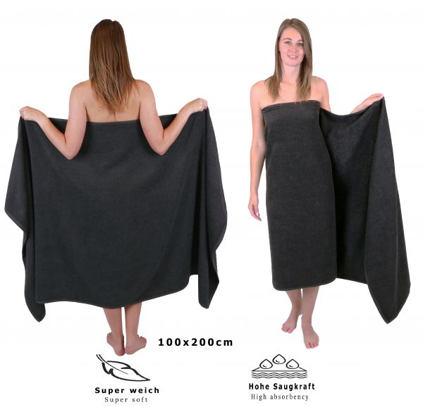 Betz Juego de 3 toallas de baño sauna XXL DRESDEN 100% algodón 100cm x 200cm colore gris oscuro