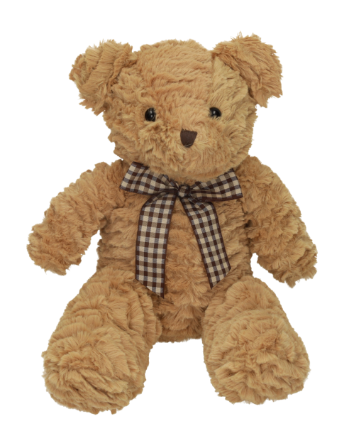 Teddybär mit kariertem Schal, braun 38cm