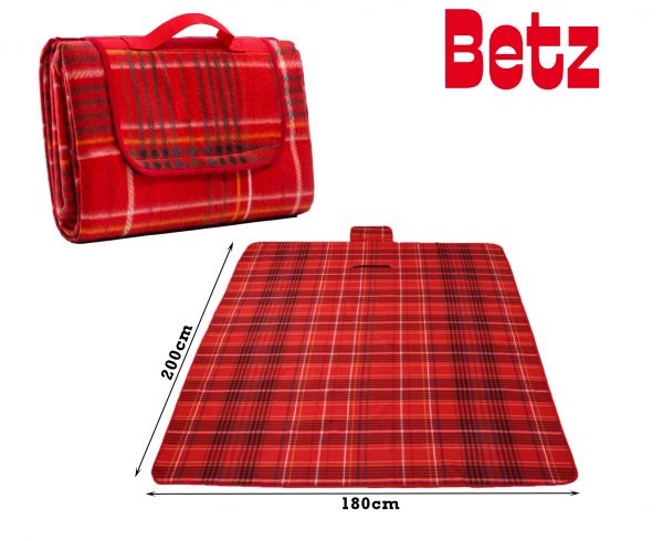 Betz Picknickdecke XXL Reisedecke Stranddecke Campingdecke Isomatte Outdoor wasserdicht Größe 180x200 cm Farbe rot