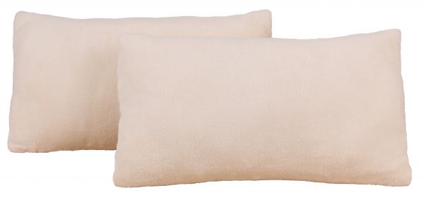 Betz 2 couvertures polaires douces taille 140x190 cm ou 2 coussins remplis toucher peluche tailles d'env. 36x36 cm, 25x50 cm, 20x40 cm ROMANIA couleur beige