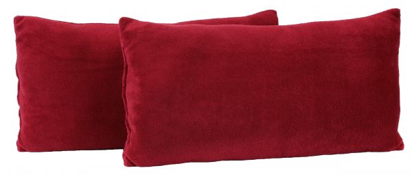 Betz 2 couvertures polaires douces taille 140x190 cm ou 2 coussins remplis toucher peluche tailles d'env. 36x36 cm, 25x50 cm, 20x40 cm ROMANIA couleur rouge foncé