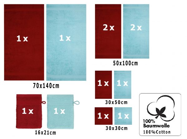 10-tlg. Handtuchset "Premium" - weiß Qualität 470 g/m², 2 Duschtücher 70 x 140 cm, 4 Handtücher 50 x 100 cm, 2 Gästetücher 30 x 50 cm, 2 Waschhandschuhe 17 x 22 cm von Betz - Kopie - Kopie - Kopie