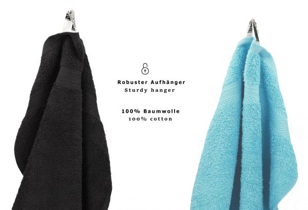 Betz Juego de 12 toallas PREMIUM 100% algodón de color grafito/azul océano