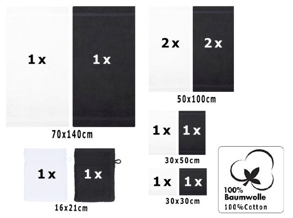 10-tlg. Handtuchset "Premium" - weiß Qualität 470 g/m², 2 Duschtücher 70 x 140 cm, 4 Handtücher 50 x 100 cm, 2 Gästetücher 30 x 50 cm, 2 Waschhandschuhe 17 x 22 cm von Betz - Kopie - Kopie - Kopie